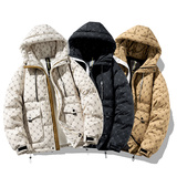 情侣大码90%标羽绒服男连帽高品质日系2024冬季宽松潮YR22P298，男装羽绒服，电商A222A