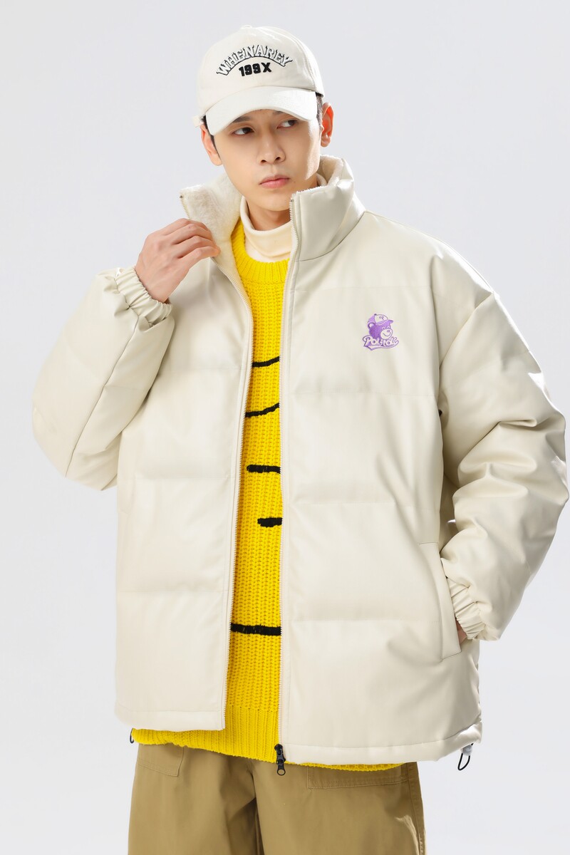 2024冬季加绒美式高街90%标羽绒服男皮衣宽松情侣大码YR85P298,男装羽绒服,电商A222A