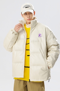 2024冬季加绒美式高街90%标羽绒服男皮衣宽松情侣大码YR85P298图片