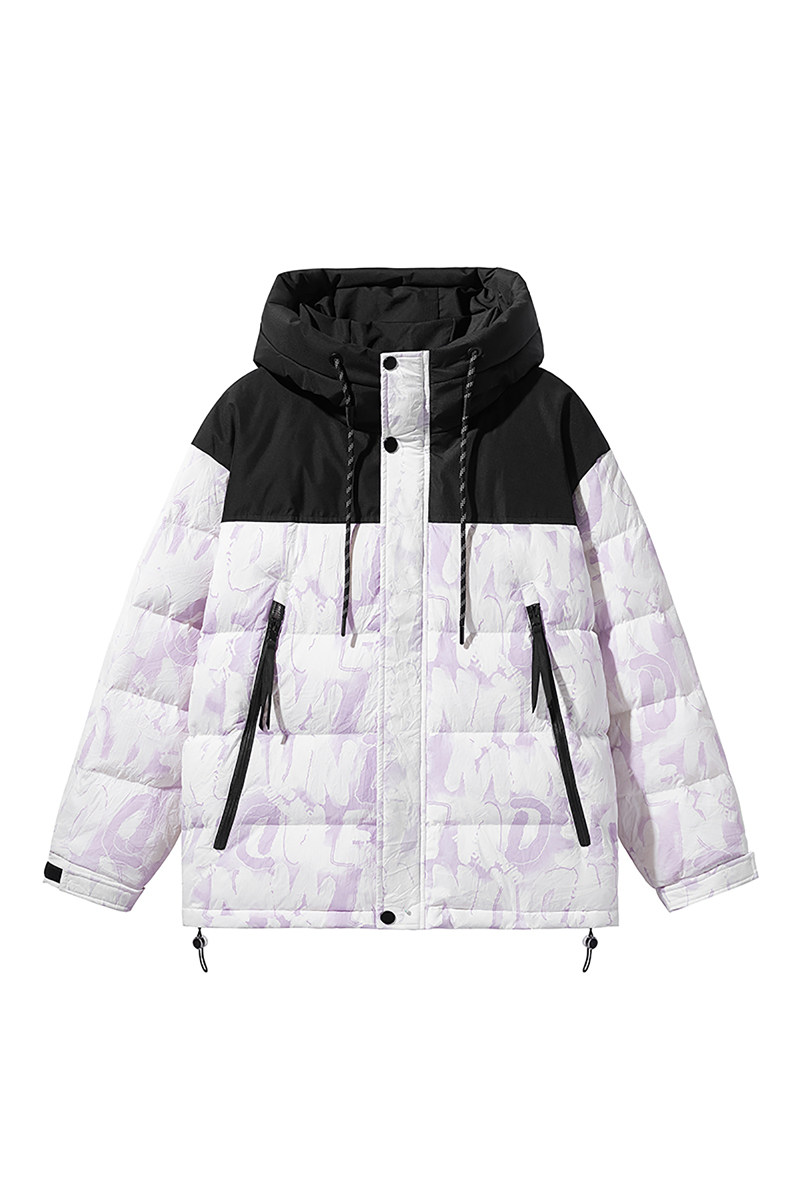 2024冬季宽松反光90%标羽绒服男连帽拼接高品质潮情侣YR27P325,男装羽绒服,电商A222A