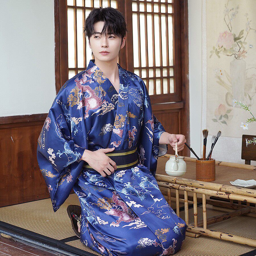 新款2025日本传统男士和服正装日系武士服和风浴衣长袍家居服