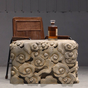 仿古石雕青石祥云石桌石雕石花架石几石墩子户外盆景底座石头茶桌