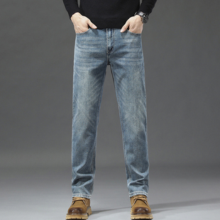 外贸高端品质牛仔裤男士日系复古潮牌弹力修身直筒长裤子秋冬厚款