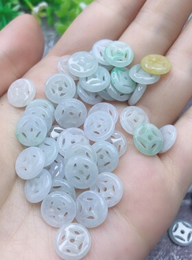 A货天然翡翠10mm镂空散珠