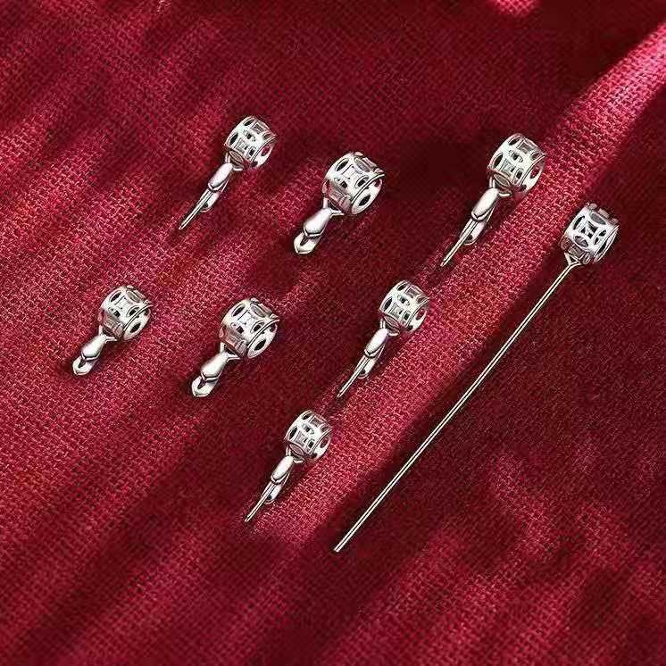 加厚斜孔翡翠s925字针纯银扣