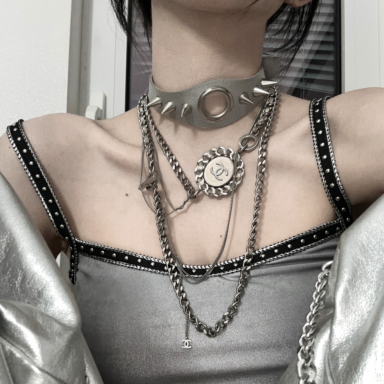 铆钉气眼项圈scandiumpu皮