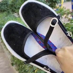 纯手工千层底布鞋女丝绒鞋面棉布麻绳手纳鞋底传统工艺透气布底鞋