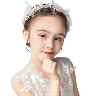 儿童皇冠头饰公主粉色花仙子发箍头花女童发饰花朵走秀演出饰品