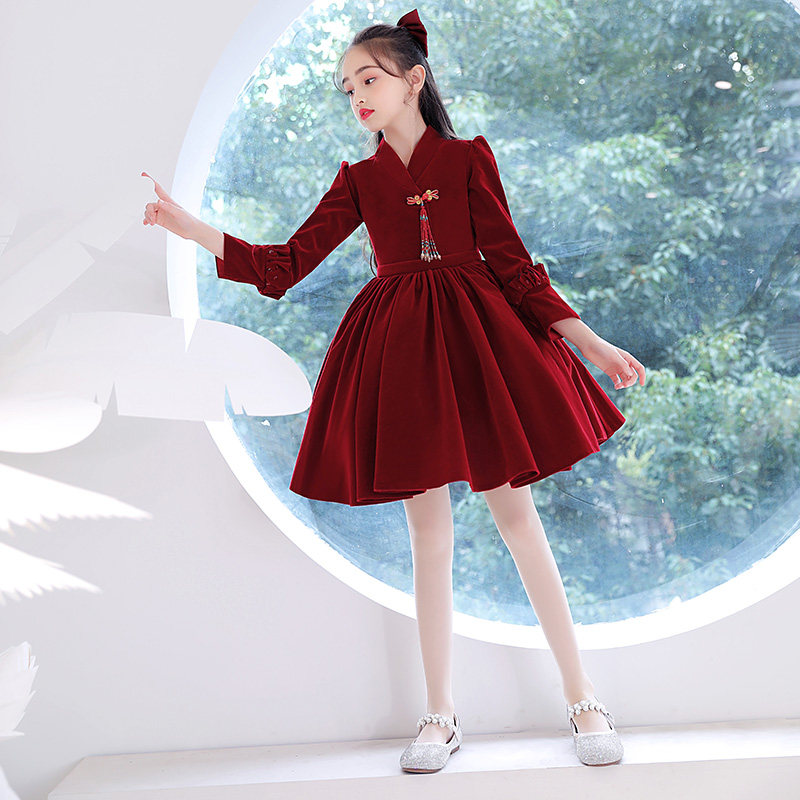 女童公主裙蓬蓬小孩花童婚纱儿童礼服中国风演出服高端加绒布秋冬,童装/婴儿装/亲子装,儿童礼服,淘宝优惠券,粉丝福利购,淘宝优惠卷