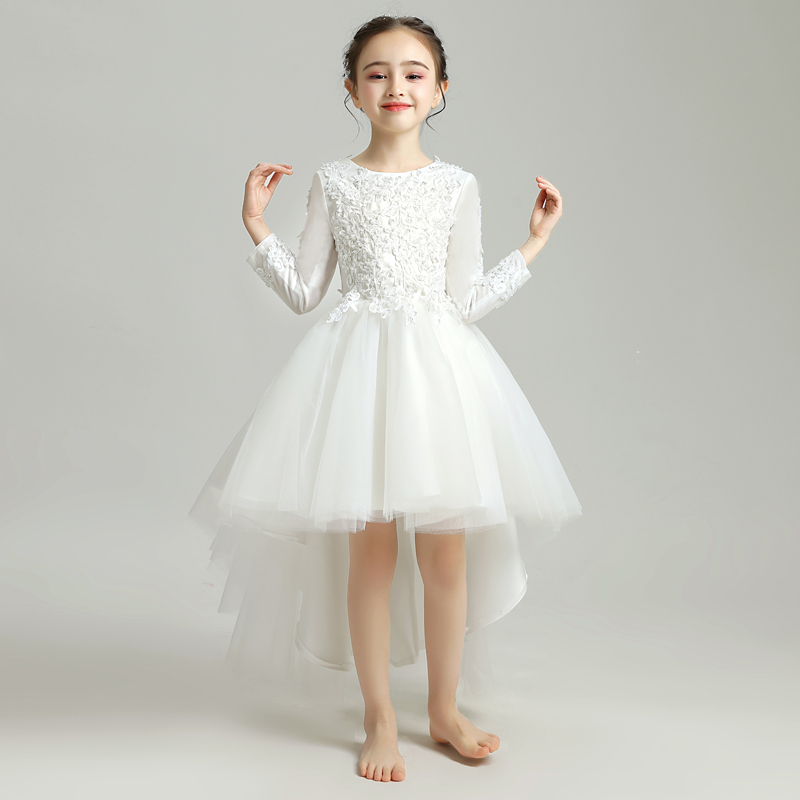 蓬蓬纱白色长袖洋气高端晚礼服