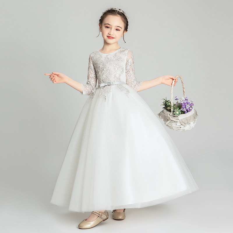 儿童晚礼服蓬蓬小孩花童公主裙女宝宝婚纱高端钢琴演出服洋气秋冬