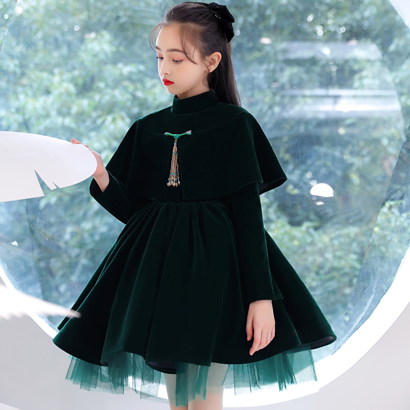 婚纱长袖洋气花童高端走秀晚礼服图片