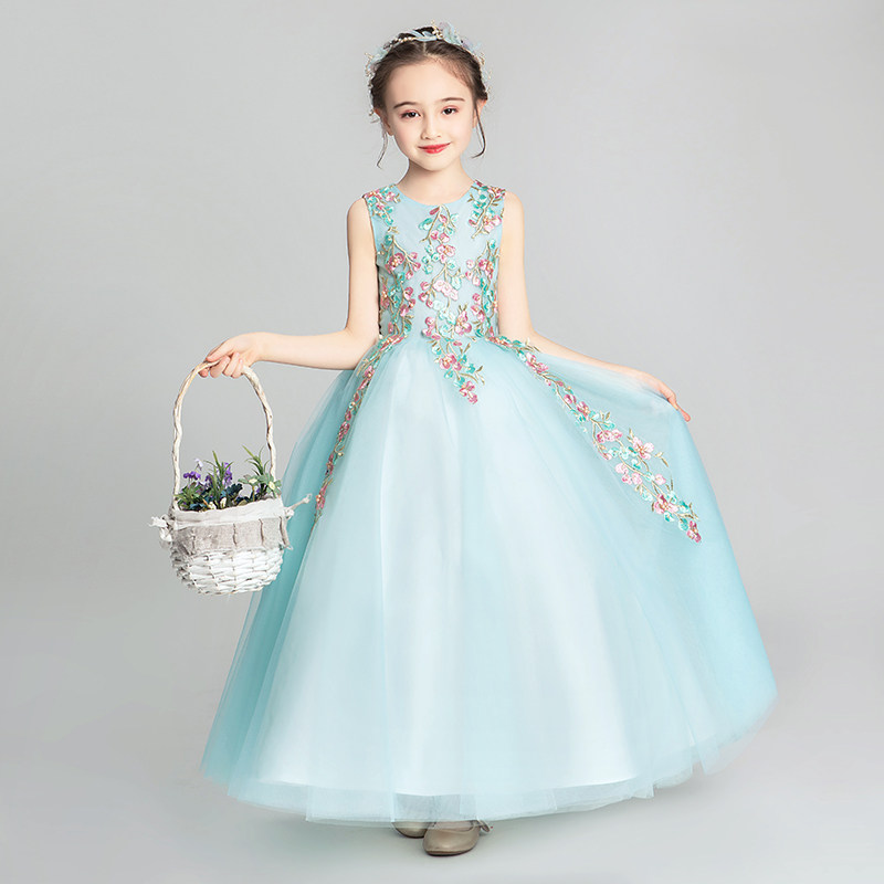 女童晚礼服公主裙蓬蓬纱儿童小主持人婚纱钢琴演出服花童洋气秋季