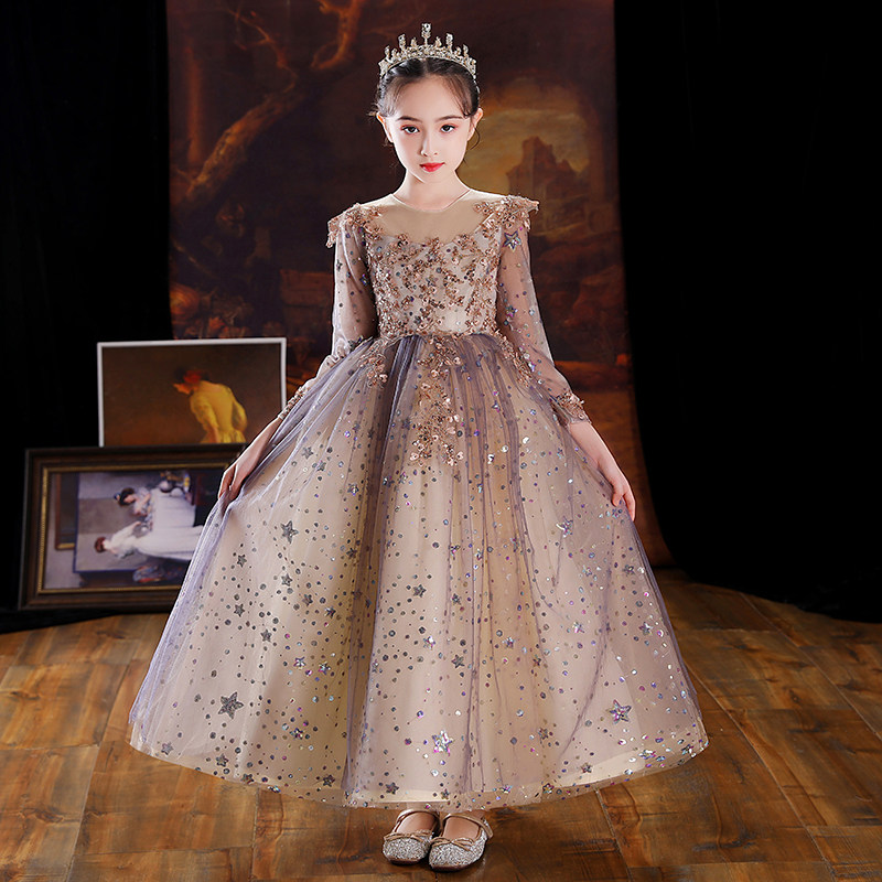 儿童晚礼服女童婚纱宝宝周岁生日公主裙小孩高端精致主持人秋冬季