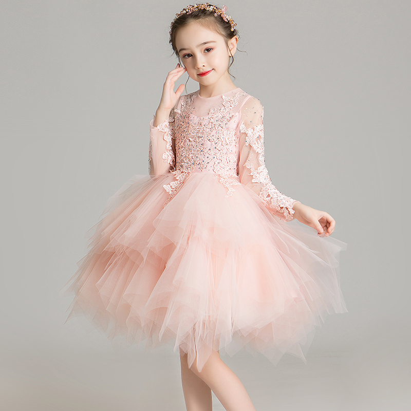 女童晚礼服公主裙儿童婚纱蓬蓬小女孩花童高端定走秀演出服装秋冬