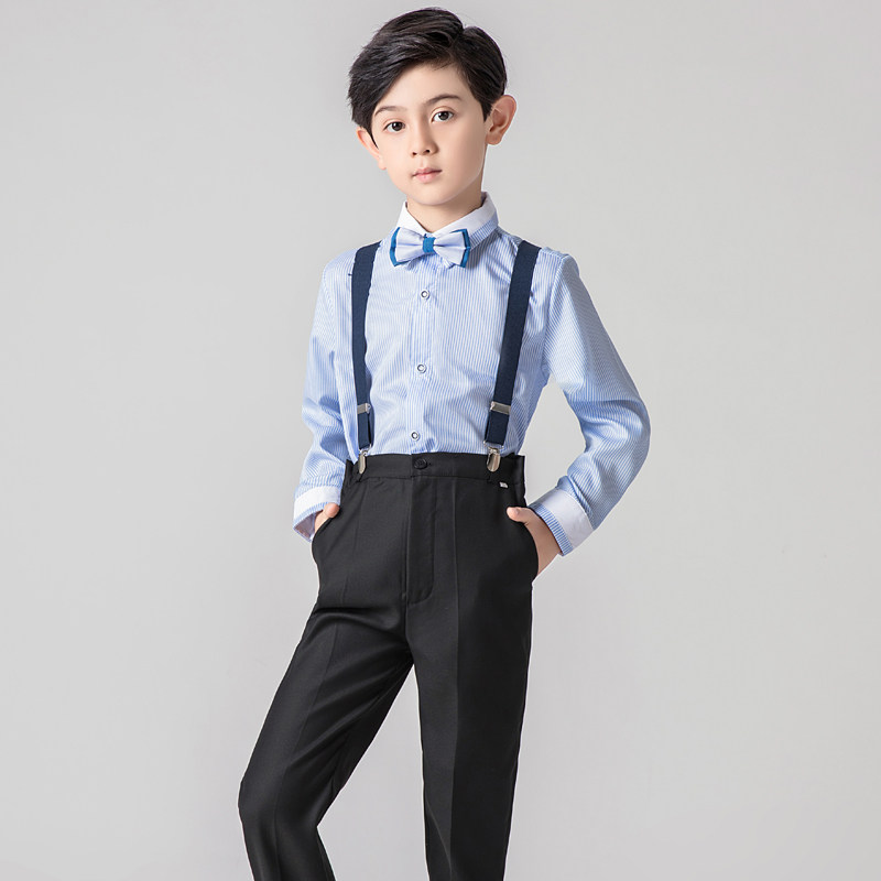 花童背带裤男童儿童礼服套装主持人表演钢琴小男孩大合唱演出服装