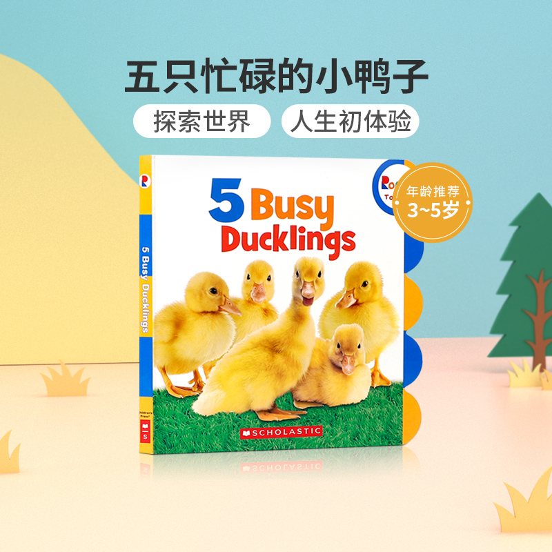 英文原版Rookie Toddler：5 Busy Ducklings5只忙碌的小鸭子Scholastic学乐低幼儿童英语启蒙早教认知绘本图画书纸板书