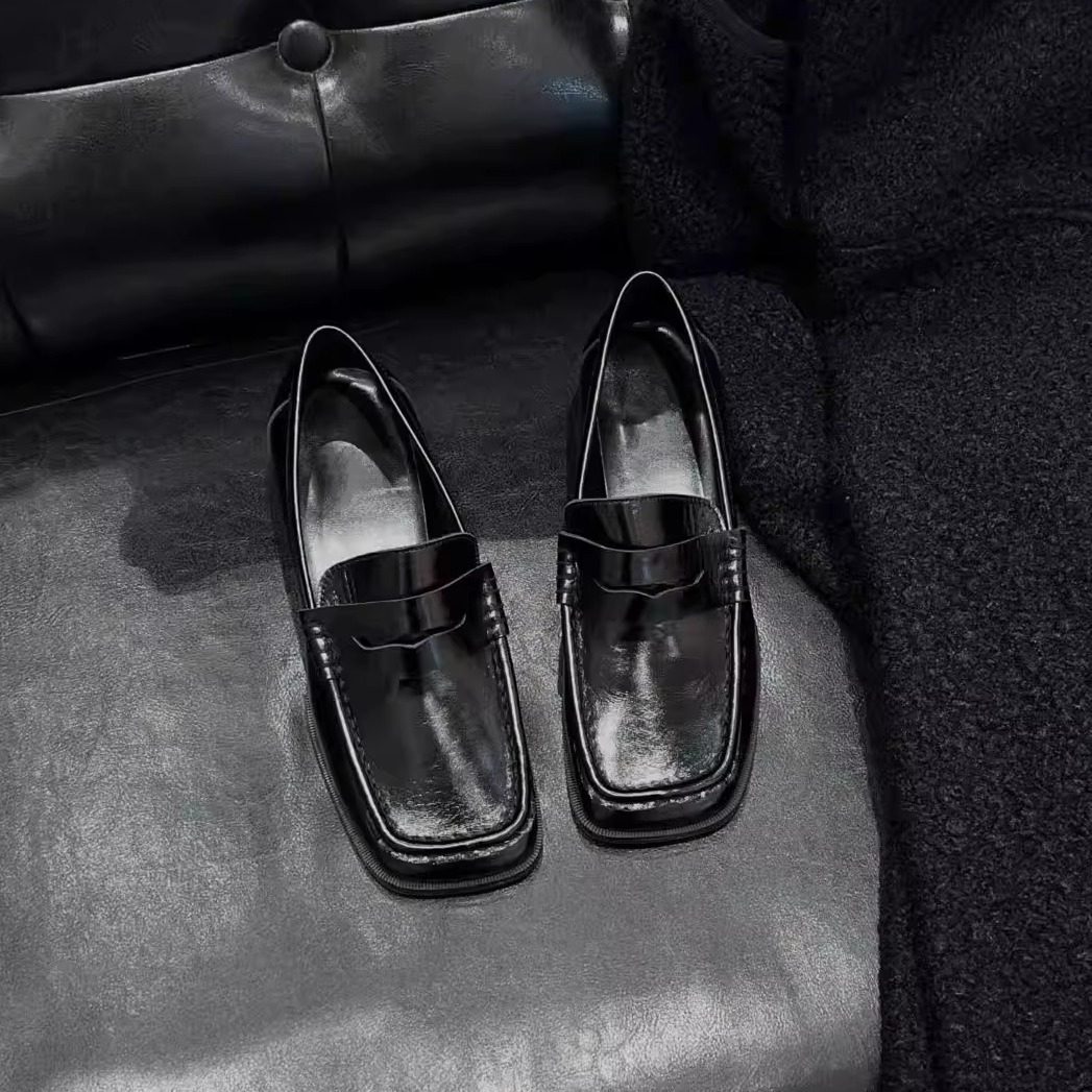 2026韩版新款复古方头乐福鞋真皮百搭粗跟单鞋一脚蹬豆豆鞋小皮鞋,女鞋,乐福鞋（豆豆鞋）,淘宝优惠券,粉丝福利购,淘宝优惠卷