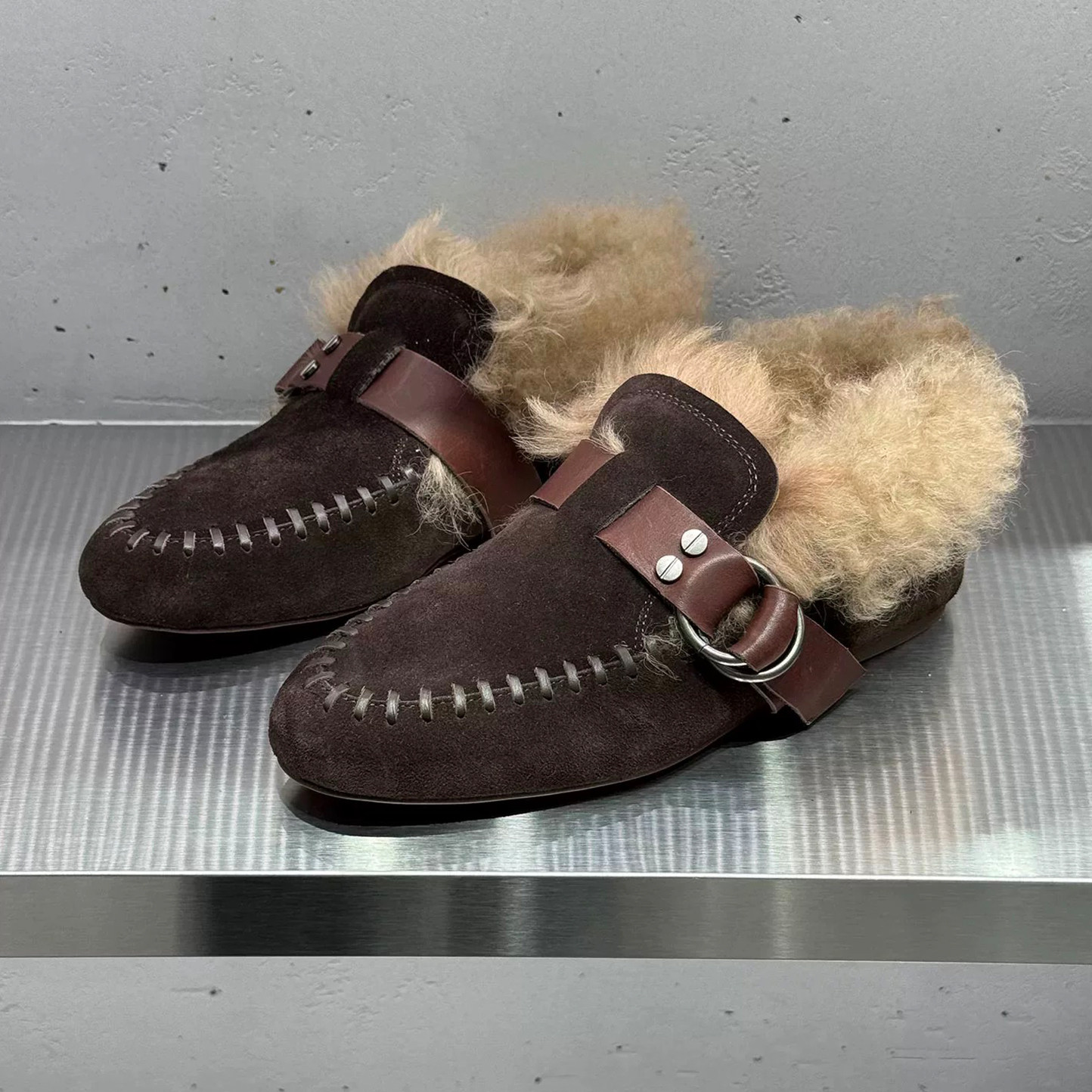 2025秋冬新款复古加绒保暖毛毛乐福鞋女百搭皮带扣毛绒圆头豆豆鞋,女鞋,乐福鞋（豆豆鞋）,淘宝优惠券,粉丝福利购,淘宝优惠卷