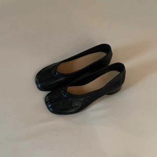 浅口玛丽珍单鞋 2025新款 女平底百搭真皮猪蹄鞋 复古圆头分趾鞋 韩版