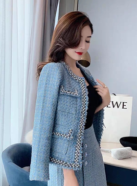 小西装套装裙2024新款女装秋装职业秋冬小香名媛毛呢显瘦两件套潮