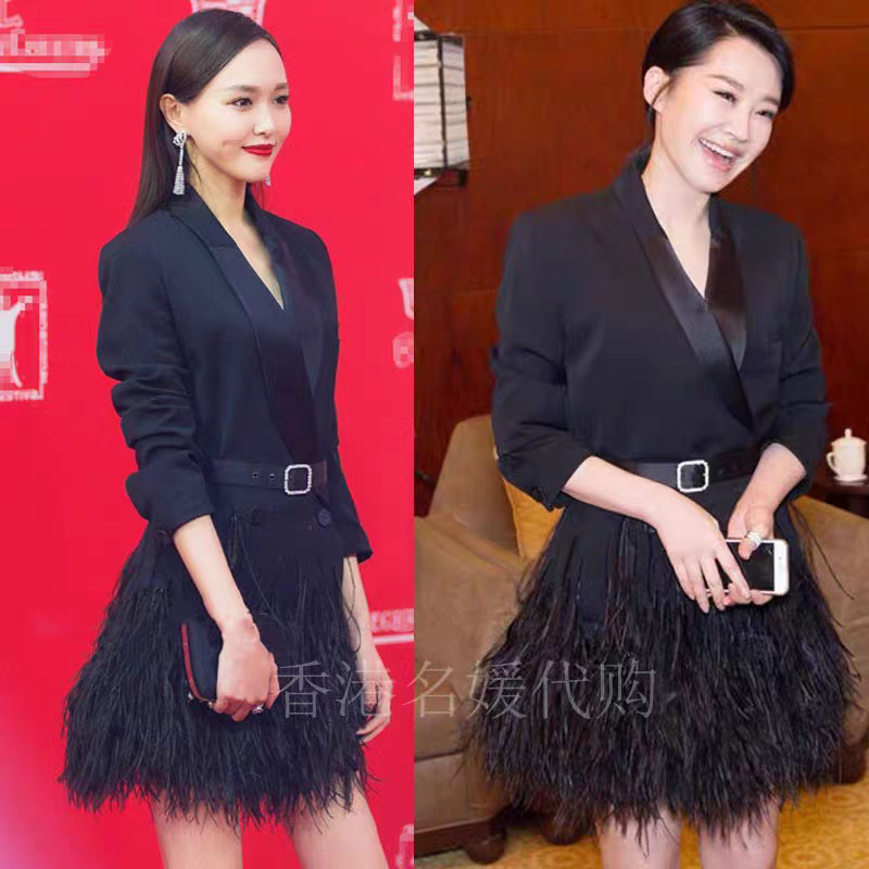 黑色洋装晚礼服女宴会年会生日轻奢小众高端西装小礼服连衣裙短款