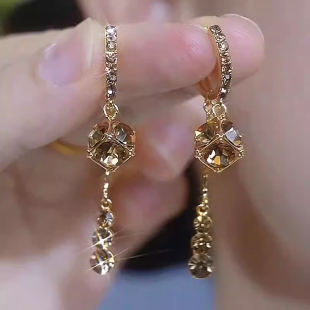 奥特莱斯品牌专柜限时特价 咖色锆石钻球耳扣outlets奥莱店女配饰