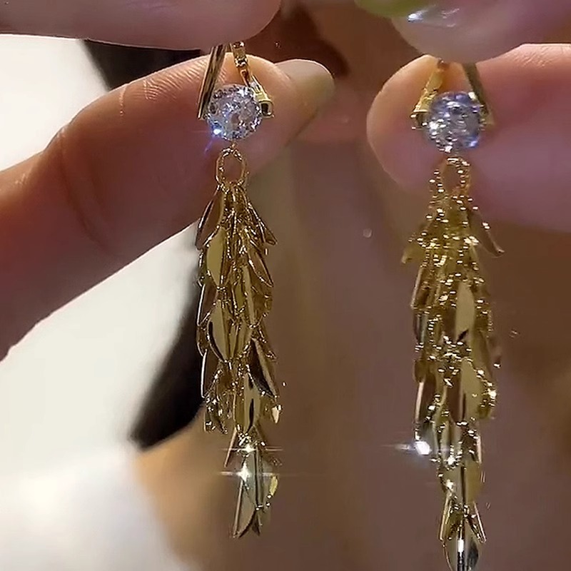 奥特莱斯品牌官网外贸出口好货锆石麦穗流苏耳环outlets女配饰