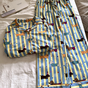 小宅条纹腊肠狗25漂亮出门睡衣德绒睡衣女款长袖可外穿加厚秋冬季