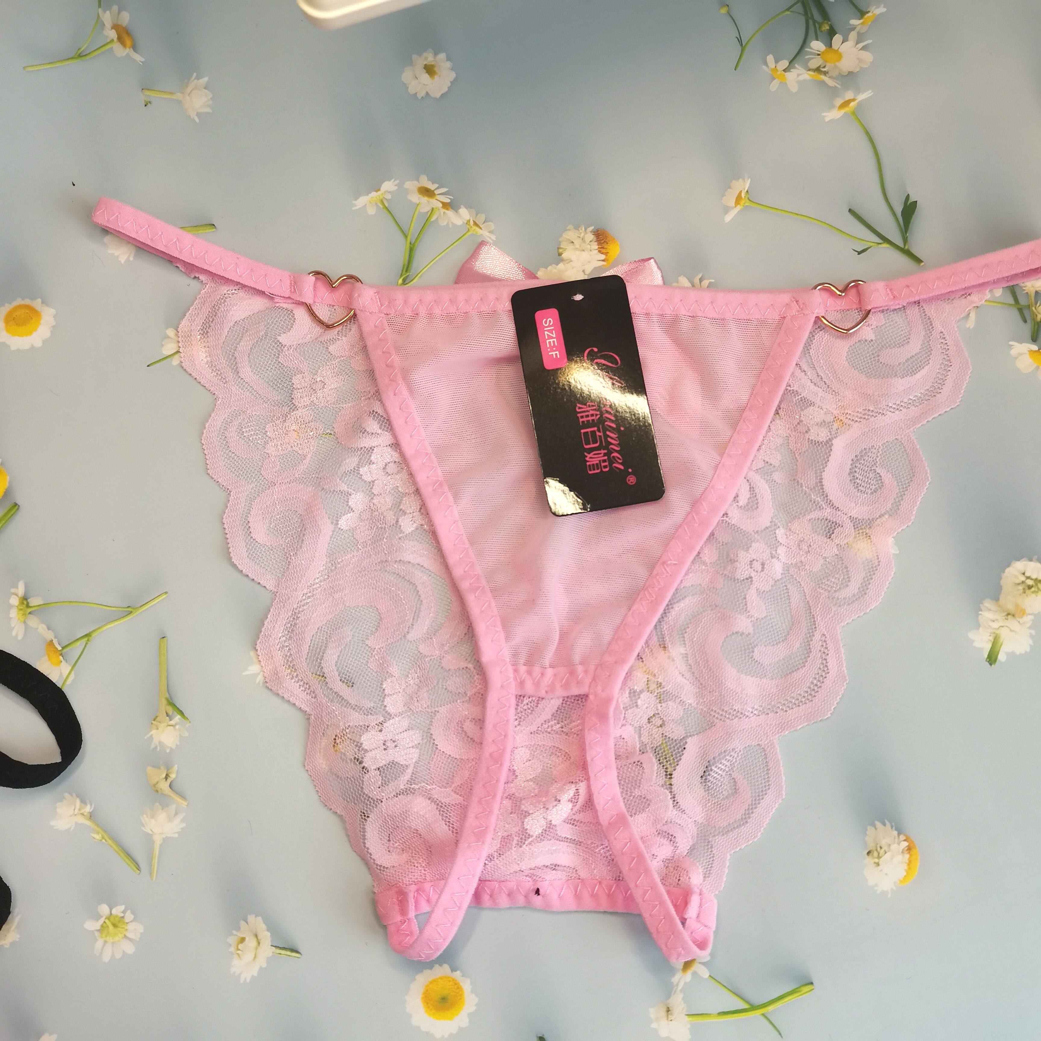 隐形开小裆三角裤头蕾丝一字带开洞免穿脱内裤女挑兴趣内衣性感诱