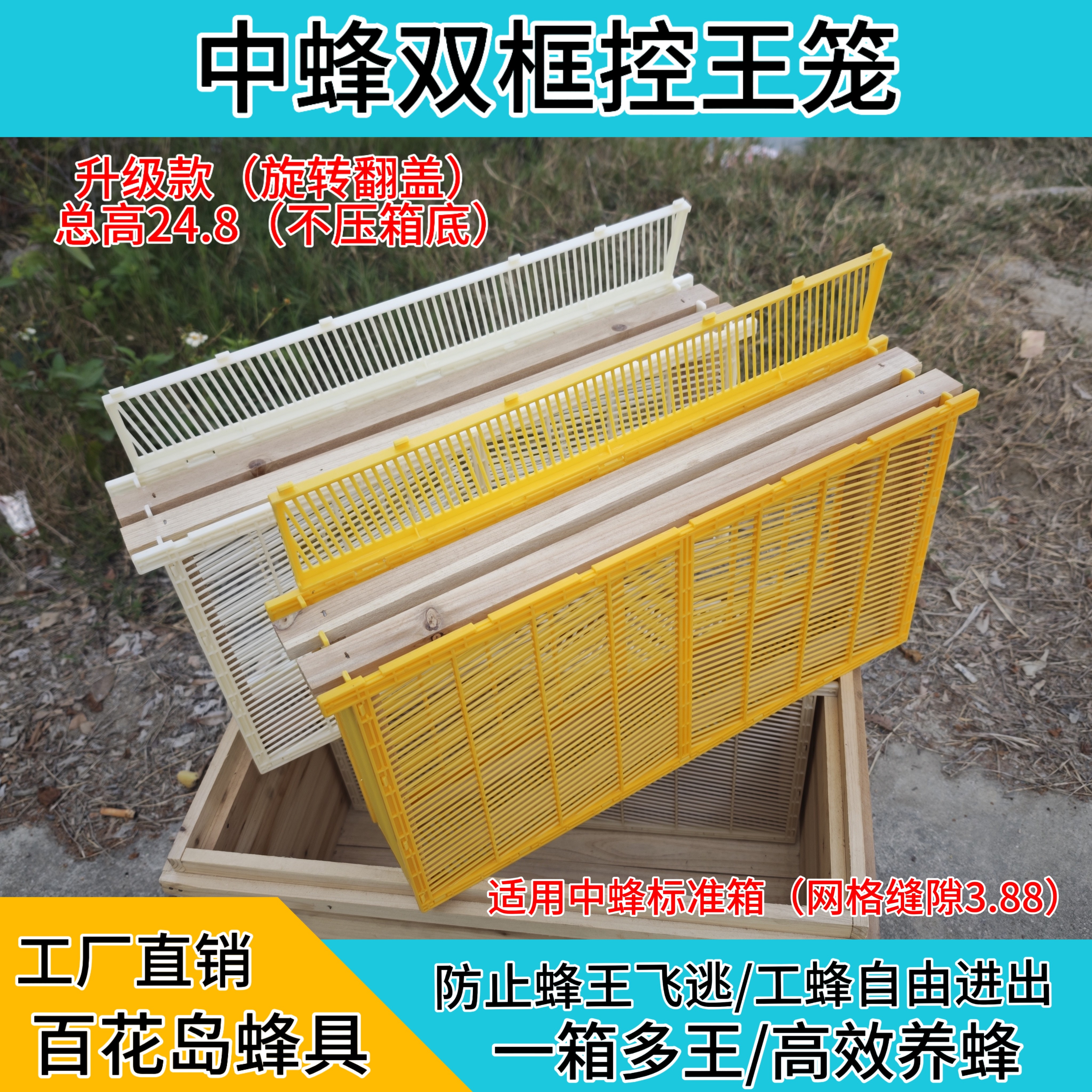 【新品上市】中蜂多王养殖笼双脾框蜂王产卵控制器隔王器防逃笼
