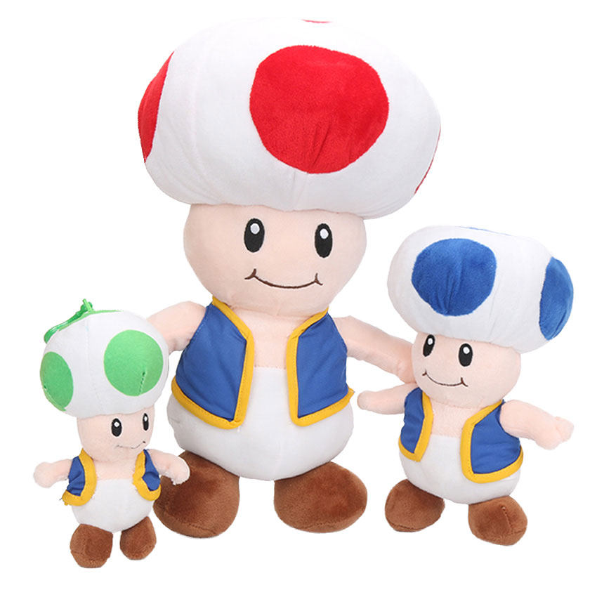 超级玛丽马里奥蘑菇人奇奥比4色站姿三款尺寸毛绒公仔挂件