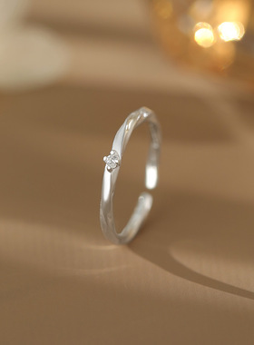 18光年S999纯银戒指莫比乌斯锆石戒指几何简约轻奢气质开口高级感