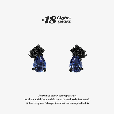 「18光年」黑玫瑰耳钉冷淡风s925