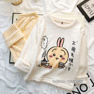 睡衣女童秋冬季珊瑚绒儿童套装女孩法兰绒大童初中生乌萨奇家居服