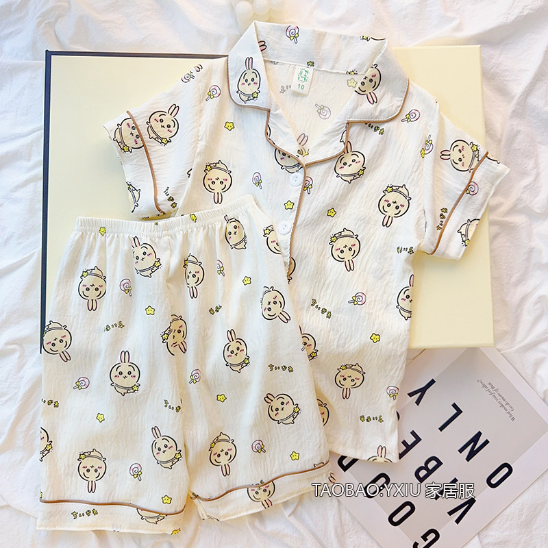 乌萨奇女童云朵棉高颜值睡衣2025夏季儿童短袖开衫套装薄款家居服,童装/婴儿装/亲子装,家居服套装,淘宝优惠券,粉丝福利购,淘宝优惠卷
