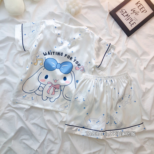 女童睡衣夏季薄款冰丝玉桂狗儿童短袖两件套2026新款女孩大童夏天