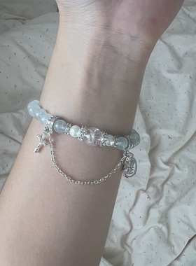 现货多面体原创天然海蓝宝手链手串温柔可爱甜美