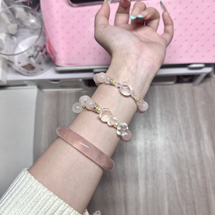 展示！多面体原创天然粉水晶手链女皇冠kitty猫水晶手串马粉水晶