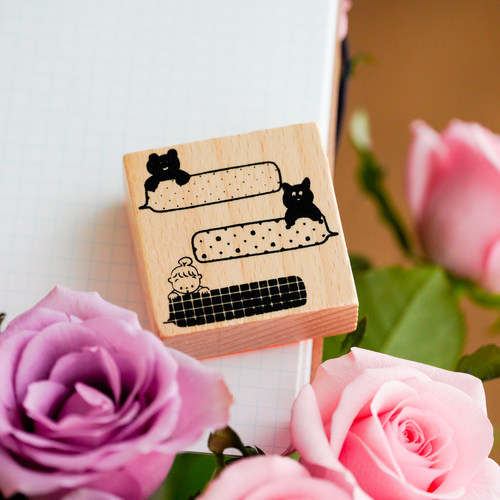 |Yuusei| 原创可爱手账素材 小熊飞碟干杯车站咖啡 榉木手帐印章