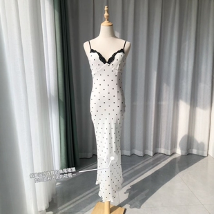 MIKO~2026春夏 摩登复古 波点云端甜心蕾丝10姆米真丝乔其吊带裙