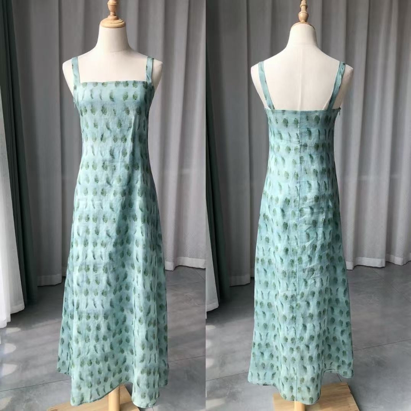 25春夏苎麻晕染裙片2件套连衣裙