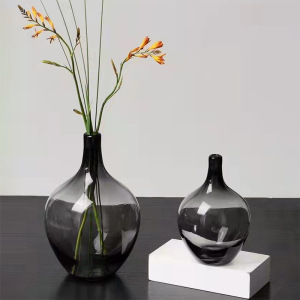 日系吊钟玻璃花瓶居家装饰小口径插花水养马醉木水培落地摆件花器