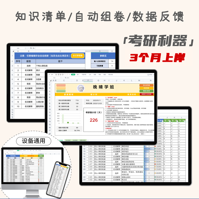 2027考研背书背诵记忆复习神器excel表格模板好物清单 | 晚晴学姐