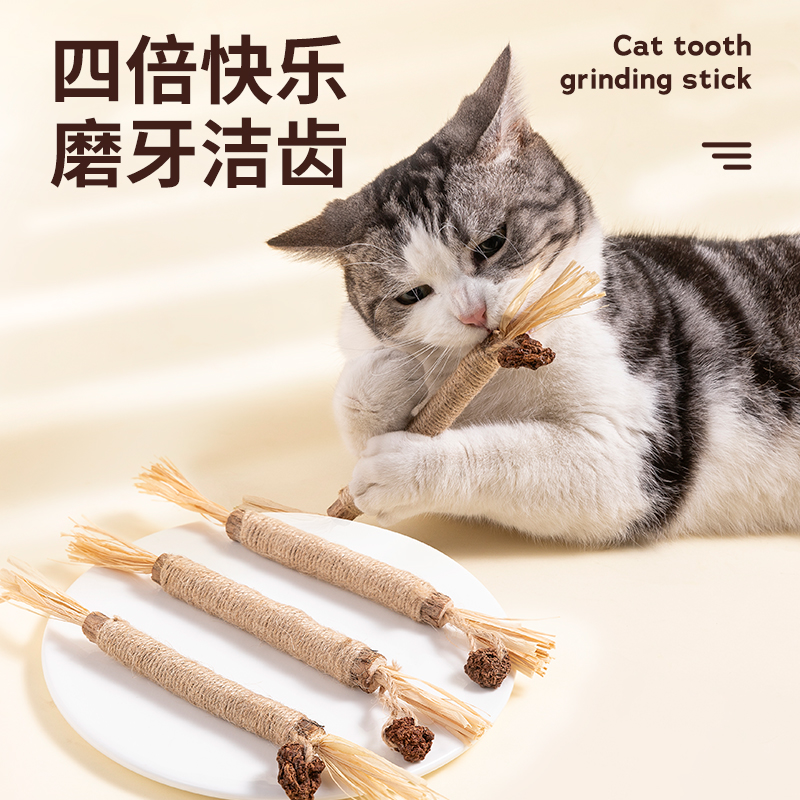 猫咪磨牙棒猫玩具自嗨解闷木天蓼猫薄荷球磨牙小猫逗猫棒宠物用品 宠物/宠物食品及用品 逗猫棒 原图主图