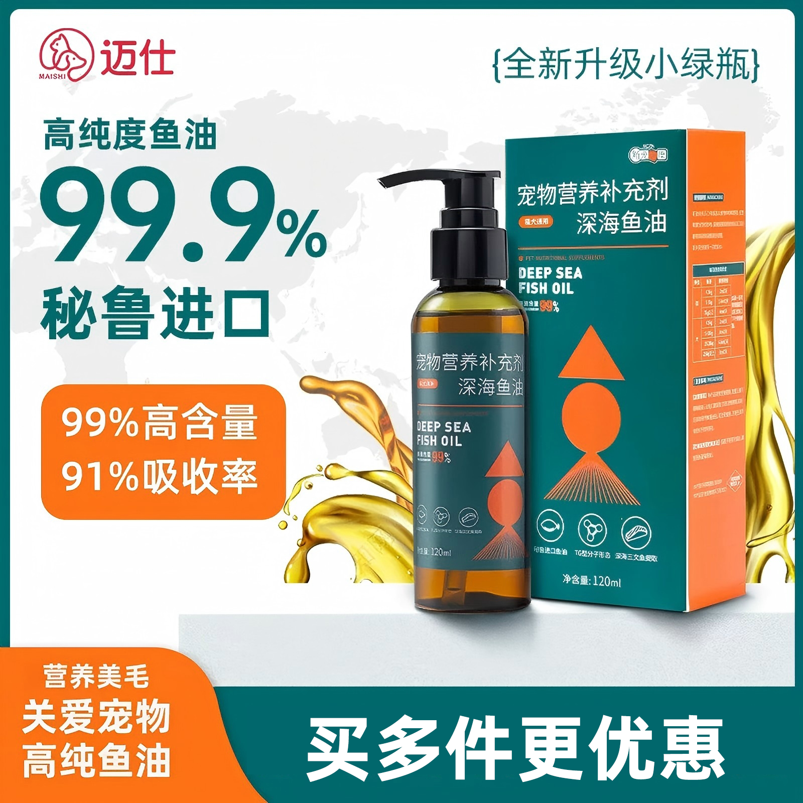 鱼油猫用狗狗猫咪宠物专用缓解掉毛营养补充美毛护肤保护关节亮眸 - 实物图
