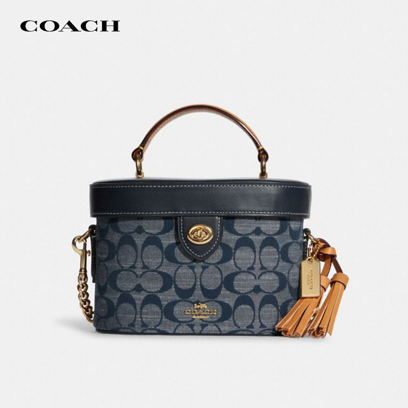 【官方授权】coach/蔻驰女士盒子包香布雷手提包单肩斜挎包化妆包