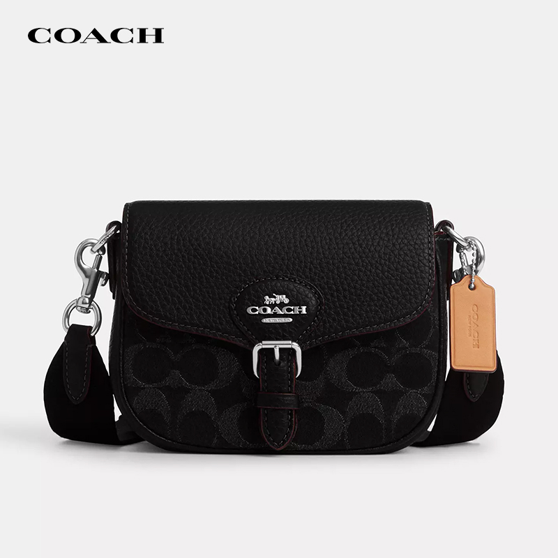 【官方授权】COACH/蔻驰Amelia新款马鞍包老花织物潮流单肩斜挎包