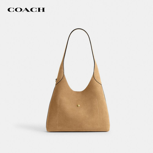 【正品保证】COACH/蔻驰女士托特包购物袋Brooklyn绒面腋下单肩包