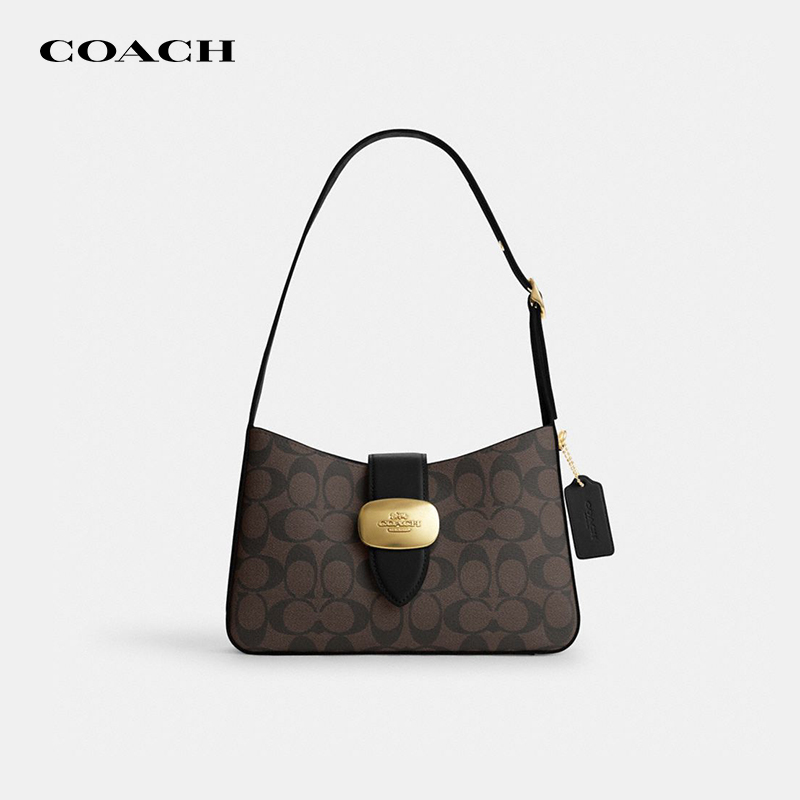 【官方授权】COACH/蔻驰Eliza腋下包女款潮流老花经典单肩手提包